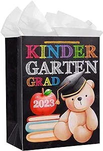 WaaHome 2023 Kindergarten Graduation Gift Bag for Kids, 11.5'' Congratulations Preschool Graduation Gift Bags with Tissue Paper and Handle, Kindergarten Pre k Graduation Gift Wrapping Paper Bag