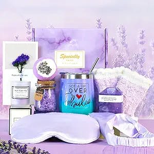 Purple Birthday Basket for Women, Premium Relaxing Spa Gift Sets, Unique Gift Ideas for Bestie, Happy Birthday Gifts for Her, Mom, Grandma, Sister, Friend, Coworker, Wife, Girlfriend, Thank You Gifts