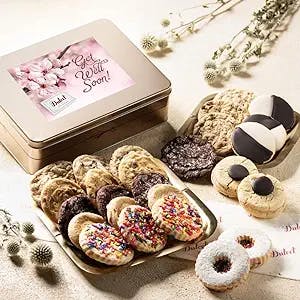 Dulcet Gift Baskets Delightful Cookie Gift Box Assortment with Traditional Black and White - Sprinkle Cookies, - Assorted Flavors Gift for Holidays, Birthday, Sympathy, Get Well Wishes or Office Gatherings for Men & Women.