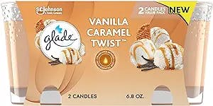 Glade Candle Jar, Air Freshener, Vanilla Caramel Twist, 3.4 oz, 2 Count