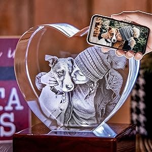 3D Laser Gifts Personalized Gift for Mom, Unique Home Decor, Custom Laser Etched Glass | Birthday, Anniversary, Wedding, Mother’s Day, Father’s Day, Christmas, Holiday | 3D Photo Crystal Heart