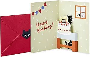 Hallmark Pop Up Birthday Card (Cat and Friend with Birthday Cake)