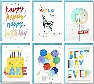 Hallmark Birthday Cards Assortment, 24 Cards with Envelopes (Rainbow Lettering, Best Day Ever)