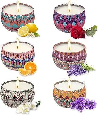 Scented Candles,Candles Gifts for Women,6 Candle Set,Christmas Candles,Soy Scented Candles for Home,Travel,Birthday,Mothers Day Festive Gifts,Stress Relief,Romantic Decor Aromatherapy Candles