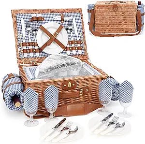 The Perfect Ensemble for a Memorable Picnic - Picnic Basket for 4!