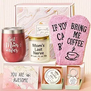 Best Mom Gifts Mothers Day Gifts for Mom from Daughter Son Kids, Gift Basket for Mom Women Birthday Gifts for Mom Mother-in-law Christmas Presents, New Mom Gifts for Wife from Husband w/ Wine Tumbler