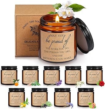 10 Pcs Jars Scented Soy Candles 3.5 oz May You Be Proud of The Difference You Make Candles Thank You Gifts for Employee Appreciation Gifts Secretaries Gifts (Black)