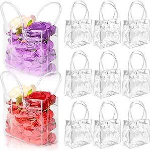 BadenBach 24 PCS Clear Plastic Gift Bags with Handle,5.9" x 6.3" x 2.8",Reusable Transparent PVC Gift Wrap Tote Bag for Shopping Retail Merchandise Boutique Wedding Birthday Baby Shower Party Favor