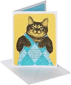 Purrfectly Hilarious: American Greetings Funny Birthday Card (Cat Wearing A