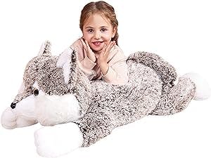 IKASA Large Wolf Stuffed Animal Plush Toy,Giant Cute Jumbo Soft Toys,Huge Big Size Plushy Fluffy Fat Oversized Plushie,Gifts for Kids Girls Boys Girlfriend Children (30 inches, Coffee Brown)