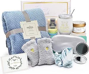 Get Well Soon Gifts for Women, 13 Pcs Care Package Gift Feel Better Basket Warm After Surgery Recovery Encouragement Gift Thinking of You Box with Blanket Coffee Tumbler for Women Friends Female