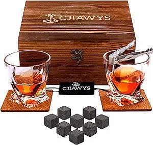 Whiskey Stones Gift Set, Birthday Gifts for Men Dad, Anniversary Wedding Gifts for Him Husband Boyfriend Grandpa Brother Boss, Unique Bourbon Whiskey Stones Rocks Chilling Gifts Set