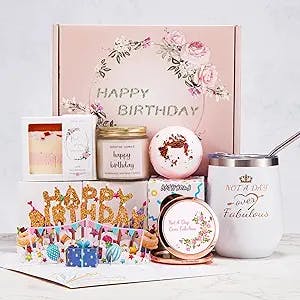 Birthday Gifts for Women,Happy Birthday Bath Set Relaxing Spa Gift Baskets Ideas for Her, Mom, Sister, Female Friends, Coworker, Wife, Girlfriend, Daughter, Unique Gifts for Women Who Have Everything