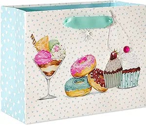 Papyrus 9" Medium Gift Bag - Designed by Bella Pilar (Desserts) for Birthdays, Bridal Showers, Baby Showers and All Occasions (1 Bag)