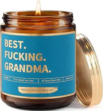 Grandma Gifts from Grandkids - Natural Soy Candle for Grandma's Birthday & Mothers Day - Funny Best Grandma Ever Gift Idea from Granddaughter Grandchildren - Grandmother Present Idea - Grandma Candle