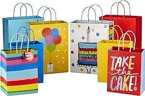 Hallmark Gift Bags AssortmentâBirthday, Stripes, Solids (Pack of 8 Large and Medium Paper Gift Bags for Birthdays, Holidays, All Occasion)