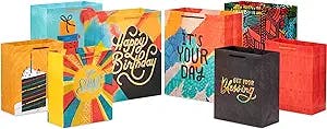 Hallmark Mahogany Gift Bag Assortment (8 Bags: 4 Medium 9", 4 Large 11") for Birthdays, Holidays, Graduations, Bridal Showers