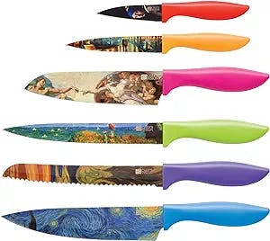 CHEF'S VISION Masterpiece Knife Set in Gift Box - Cool gifts for Art Lovers - 6 Piece Color Chef's Knives Set - Gifts for Family, Kitchen Gifts for Chefs, Unique Wedding Presents for Him and Her