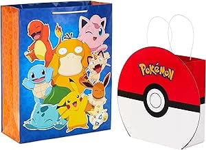 Hallmark Pokémon Gift Bag Bundle (9" Medium PokéBall and 15" Extra Large Pikachu) for Kids, Birthdays, Christmas, Valentine's Day, Halloween