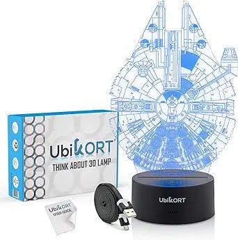 UbiKORT 3D Star Wars Night Lamp Millennium Falcon, Great Birthday Star Wars Gifts for Men and Kids, Star Wars Decor Room Fans [Upgrade Version]