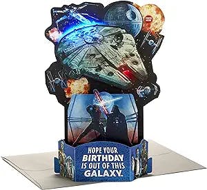 Hallmark Paper Wonder Star Wars Pop Up Birthday Card with Music (Out of this Galaxy, Plays Star Wars Theme)