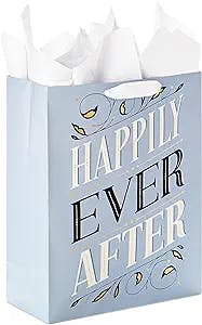 Hallmark 15" Extra Large Gift Bag with Tissue Paper ("Happily Ever After") for Weddings, Engagements, Bridal Showers, Vow Renewals