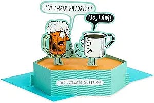 Hallmark Paper Wonder Shoebox Funny Pop Up Birthday Card, Mothers Day Card, or Fathers Day Card (Beer vs. Coffee)