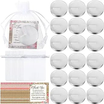 MTLEE 50 Sets Baby Shower Favors Including 50 Pcs Tea Light Candles for Guests Baby Shower Candles 50 Pcs Thank You Tags 50 Pcs Organza Bags for Gender Reveal Return Gifts Party Favors