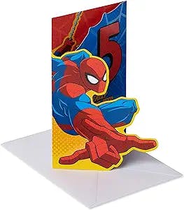 Swing into action with American Greetings 5th Birthday Card (Spiderman)!