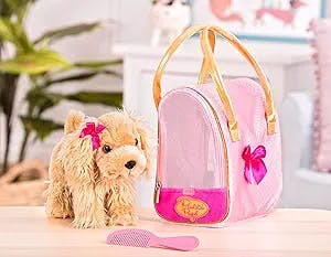 Pucci Pups by Battat – Cocker Spaniel Stuffed Puppy with Pink and Gold Dott