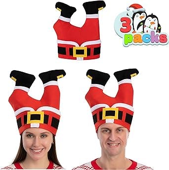 JOYIN 3 Packs Christmas Santa Pants Hats for Funny Hilarious and Festive Christmas Party Hat Dress Up Celebrations, Winter Party Favor, Christmas Decorations, Costume Accessories