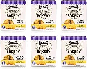 Three Dog Bakery Lick'n Crunch! Sandwich Cookies, Golden & Vanilla Flavor, Premium Treats for Dogs, 13 Ounce Box, 6-Pack, (114060)