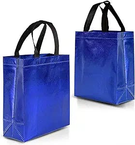 Nush Nush Blue Gift Bags Medium Size – Set of 12 Stunning Reusable Blue Gift Bags With Handles - Perfect As Goodie Bags, Birthday Gift Bags, Party Favor Bags – 8Wx4Dx10H Size