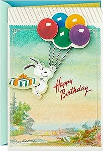 Hallmark Peanuts Birthday Card (Snoopy, Balloons)