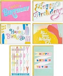 Hallmark Birthday Cards Assortment, 36 Cards with Envelopes (Pastels)