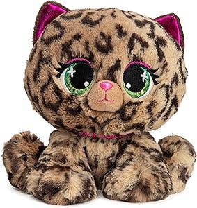 GUND P.Lushes Designer Fashion Pets Sadie Spotson Leopard Cat Plush, Premium Stuffed Animal, Black and Pink, 6”