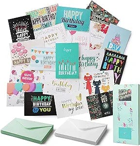 Mr. Pen- Birthday Cards, 20 Pack, Birthday Cards with Envelopes, Blank Inside Birthday Cards, Assorted Birthday Cards, Happy Birthday Cards Bulk, Birthday Card Assortment, Box of Birthday Cards