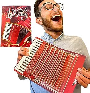 INTERACTIVE Accordion Birthday Card – Open/Close to Play “Happy Birthday” - Music Gifts for Men, Gifts for Musicians, Birthday Card for Kids, Men & Women, Birthday Pop Up Card, Greeting Cards Birthday