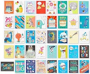 American Greetings Deluxe Kids Birthday Card Assortment, Bright and Cheerful Designs (40-Count)