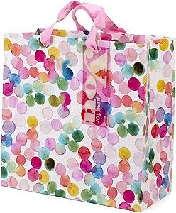 Hallmark 10" Large Square Gift Bag (Watercolor Dots, Just for You) for Birthdays, Mothers Day, Easter, Graduations, Retirements and More,Large Watercolor Dots,5EGB5363