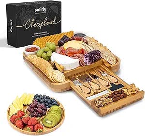 "Say 'Cheese' to SMIRLY's Bamboo Cheese Board and Knife Set: The Ultimate C