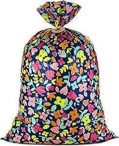 Hallmark 56" Jumbo XL Plastic Gift Bag (Pink and Yellow Flowers) for Birthdays, Mother's Day, Bridal Showers, Baby Showers, Engagements, Weddings and More, Navy (5EGB6491)