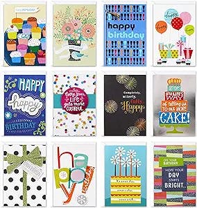 Hallmark Handmade Assorted Birthday Greeting Cards Box Set (Pack of 12 Cards with Envelopes Included)