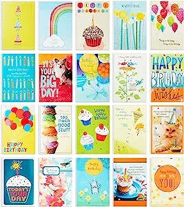 Hallmark Birthday Cards Assortment, 20 Cards with Envelopes (Refill Pack Card Organizer Box)