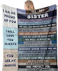 Coolersmell Sisters Gifts from Sister, Sister Birthday Gifts from Sister, Gifts for Sister, Big Sister Gift, Soul Sister, Valentines, Christmas Flannel Throws Blankets Warm Quilts for Bed 60x50in